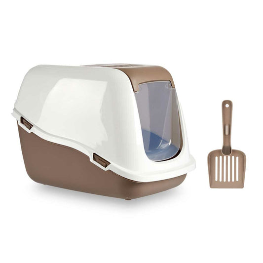 Katzentoilette Weiß Beige Kunststoff 39,7 x 57 x 39 cm 